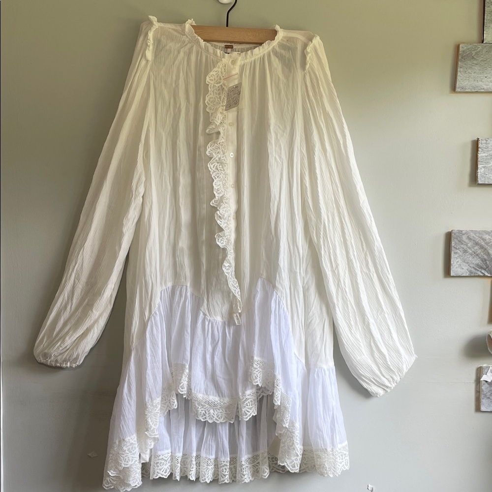 Free People Jeanette ruffled tunic in color “ivory” size M - Picture 4 of 16